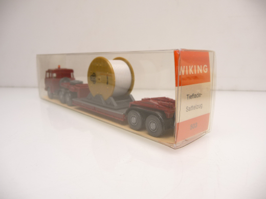 Wiking 503 5 B H0 Magirus 235 D Tieflade-SZ beladen mit VDK Kabeltrommel wie NEU in OVP
