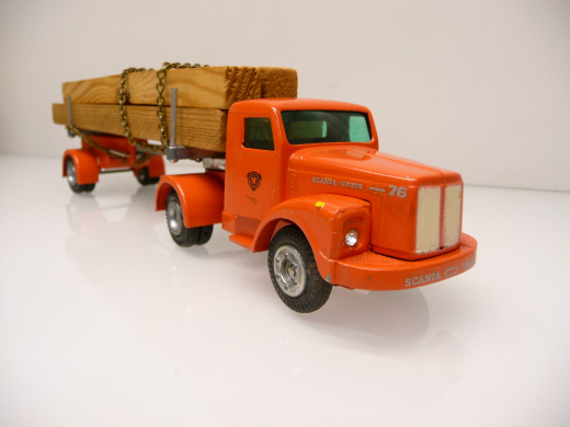 Tekno 449 Scania Vabis 76 Holztransporter orange near mint condition ca 1965