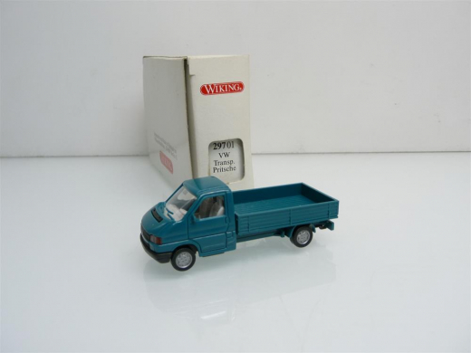 Wiking 297 01 VW T4 Pritsche 1991 ohne Plane blautürkis Papierverpackung