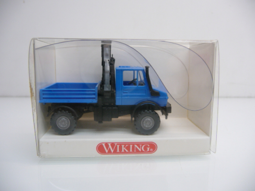 Wiking H0 647 02 27 Unimog U 1850 mit Ladekran in blau Neuwertig in OVP