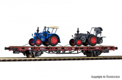Kibri H0 Niederbordwagen mit 2 Lanz Bulldogs