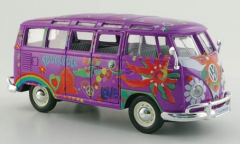 Maisto 1:24 MAI32301P VW T1 Samba Bus, lila/Dekor, Hippie Line